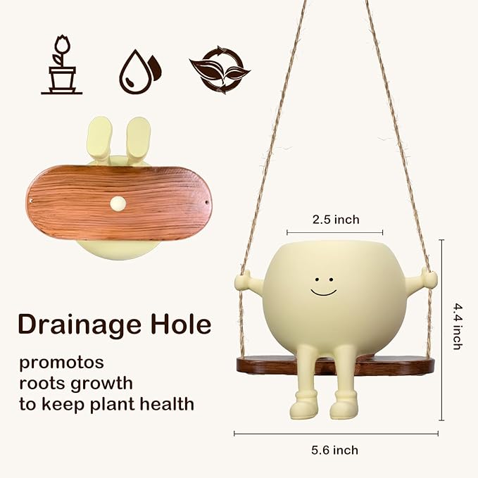 Face Plant Pot,Succulent Pots,Small Flower Pots,Gift Planter with Drainage Hole,Unique Cute Plastic Flower Pot with Face,Novelty Planter,Hanging Planters for Indoor and Outdoor (Smiles)