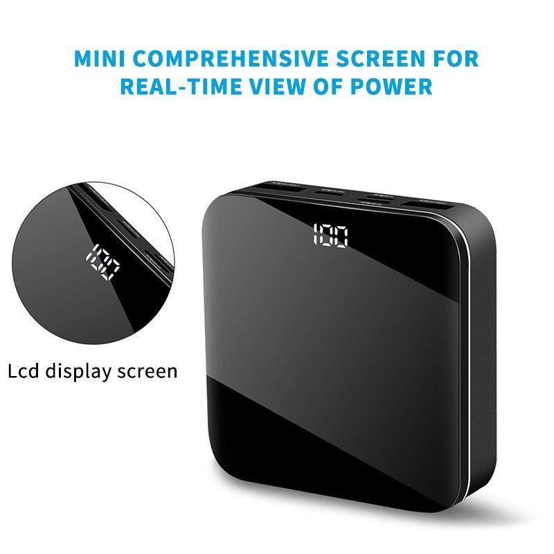 Mini Power Bank Portable Charger 10000mAh High Capacity with LCD mirror Display