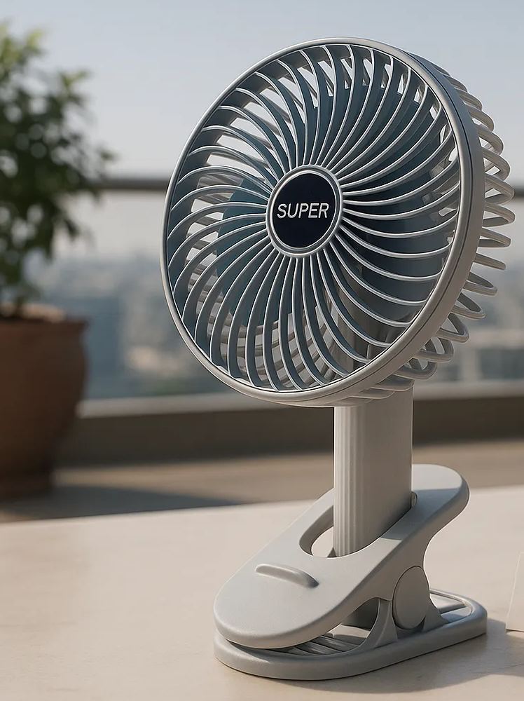 Luxury Portable Clip-On Fan – Rechargeable & Adjustable Cooling