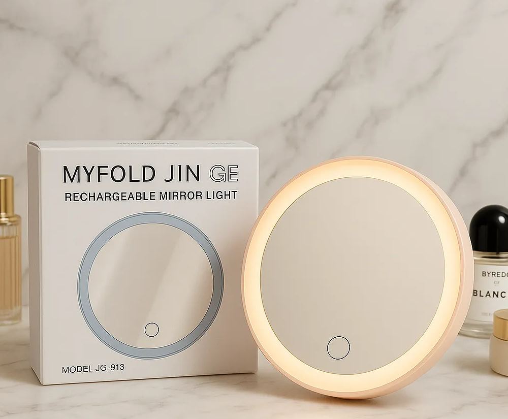 Luxury Rechargeable LED Mirror Light – Portable Vanity Makeup Mirror with Touch Control