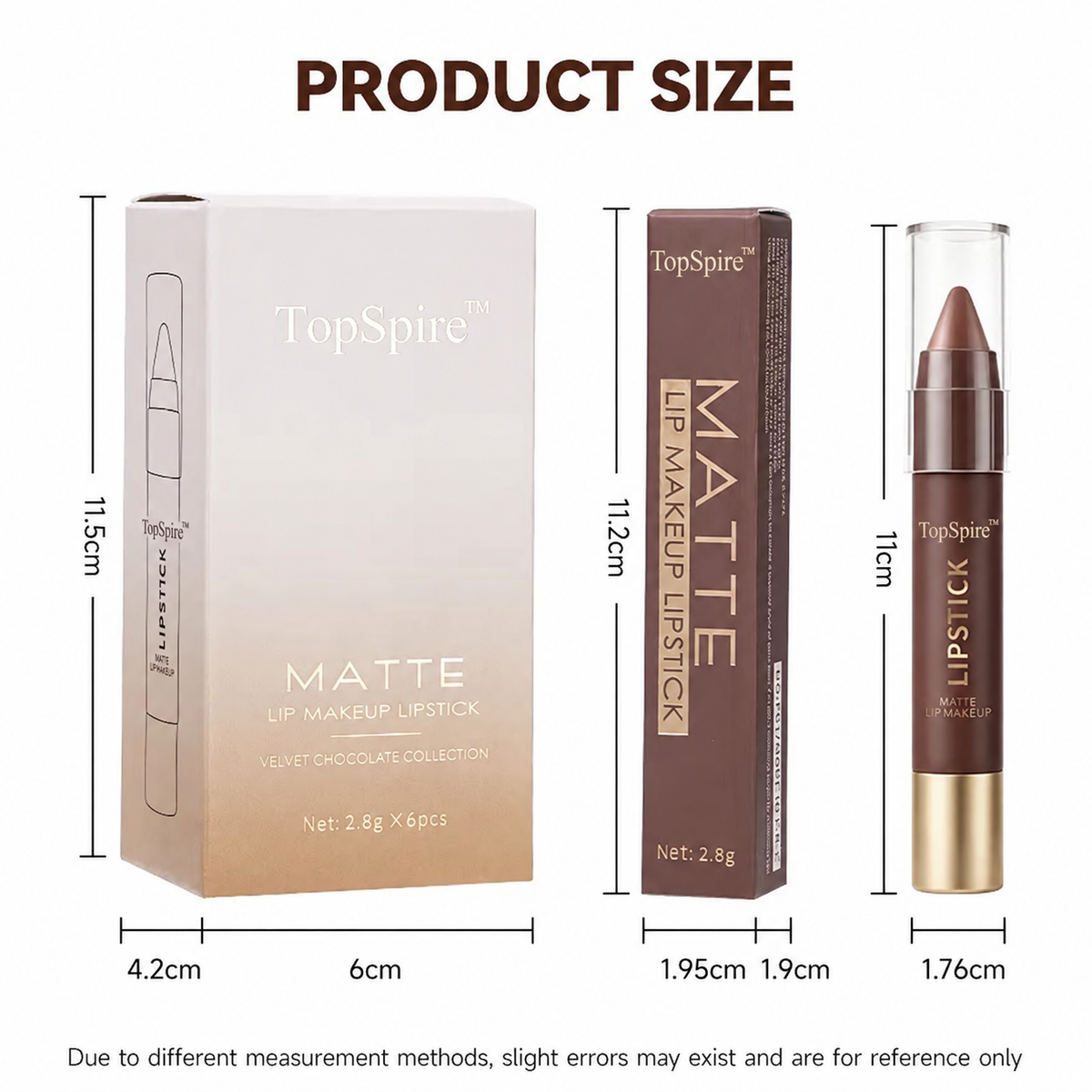 TopSpire™ Luxury Matte Lipstick – Soft Velvet Finish & All-Day Color