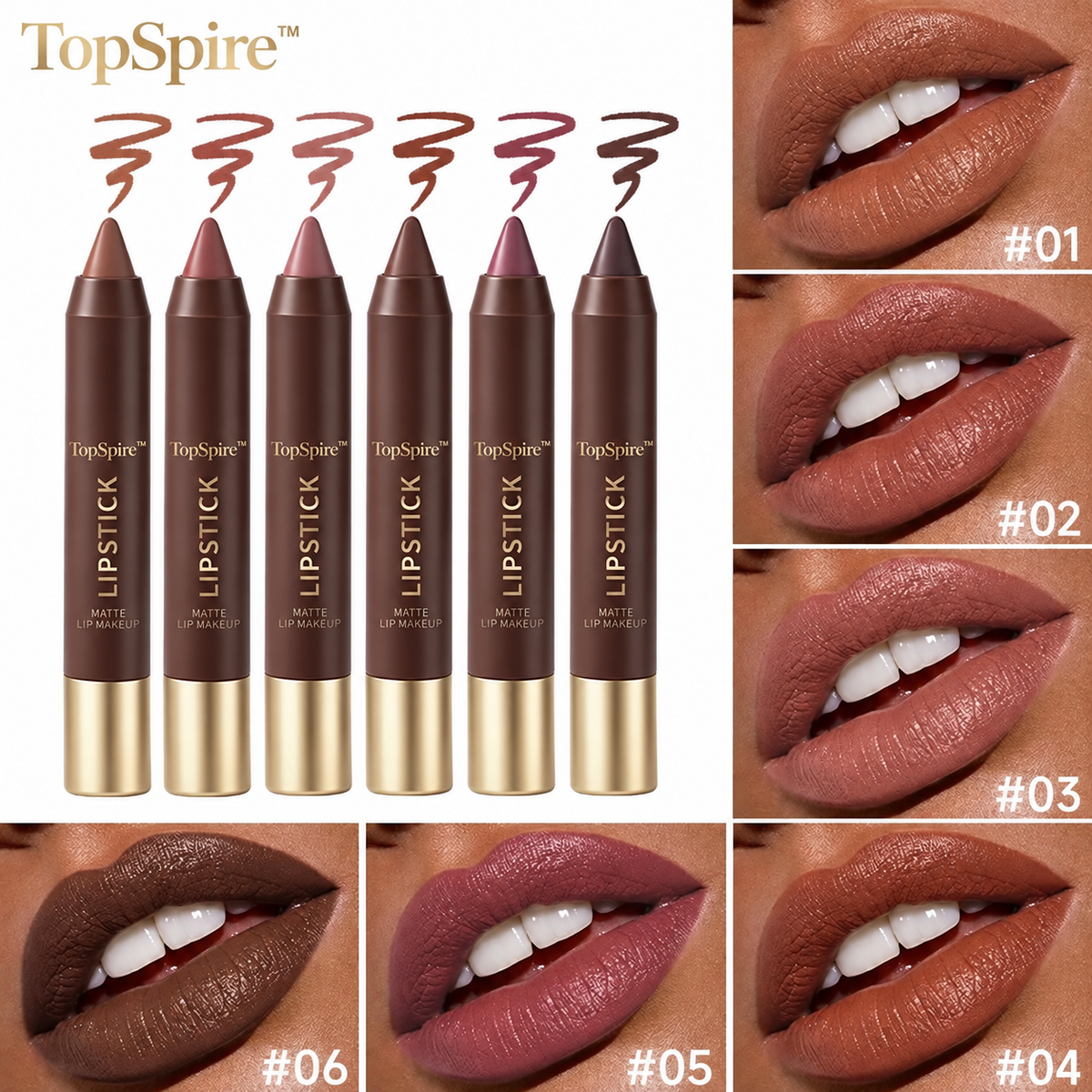 TopSpire™ Luxury Matte Lipstick – Soft Velvet Finish & All-Day Color