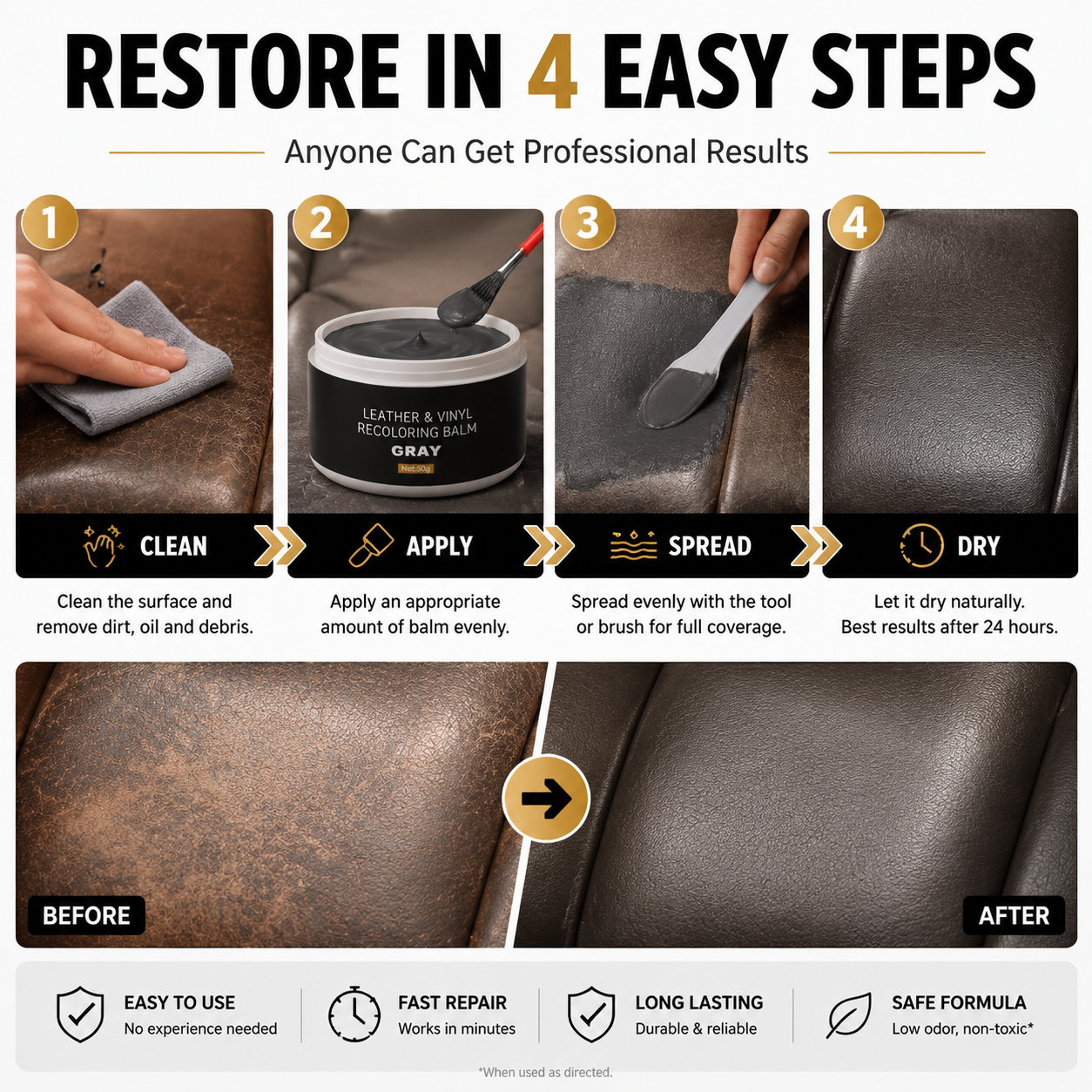 🔥Leather & Vinyl Recoloring Balm Kit – Restore Faded Seats, Sofas & Shoes