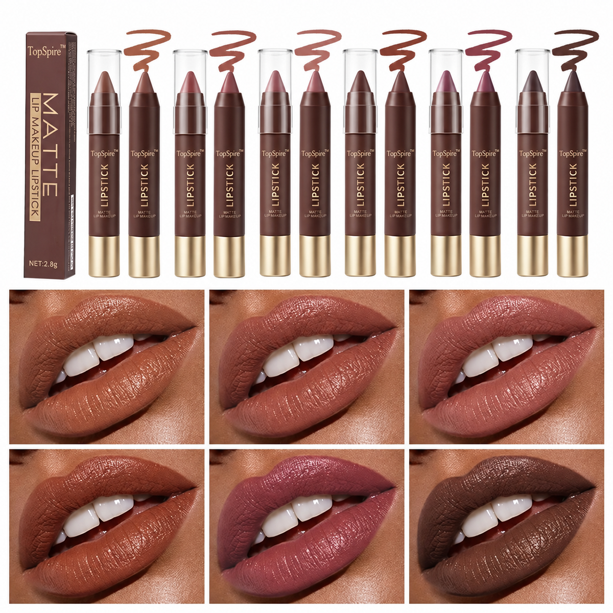 TopSpire™ Luxury Matte Lipstick – Soft Velvet Finish & All-Day Color