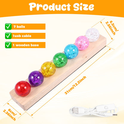 Luxury Crystal LED Globe Lamp – 7 Color Decorative Light on Wooden Base