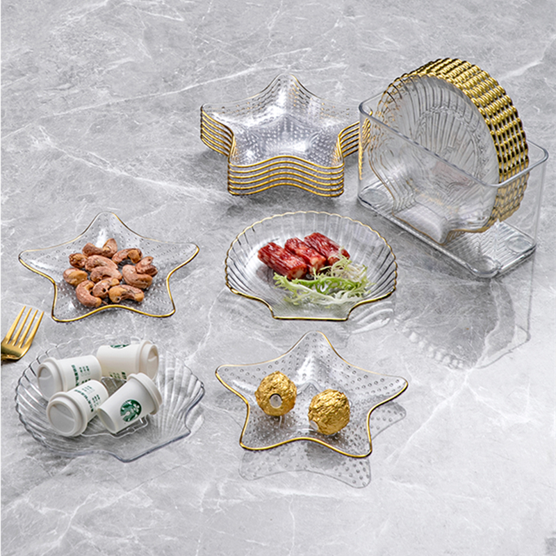 Gold-Trimmed Glass Star-Shaped Serving Dishes Set 8pcs