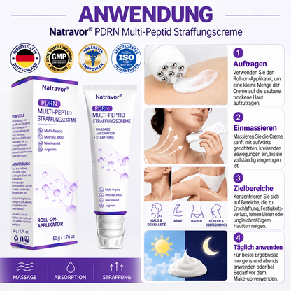 Natravor®🎗️ PDRN Multi-Peptid Massage-Roller-Creme – Anti-Aging Pflege, Feuchtigkeit, Straffung & Lifting für ein glatteres, ebenmäßigeres Hautbild