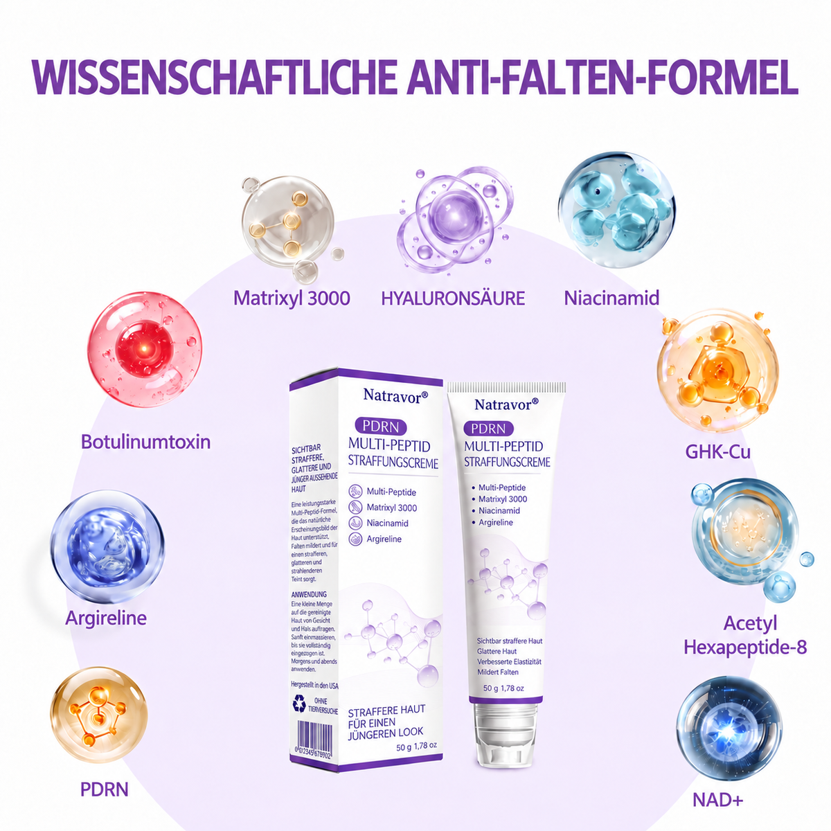 Natravor®🎗️ PDRN Multi-Peptid Massage-Roller-Creme – Anti-Aging Pflege, Feuchtigkeit, Straffung & Lifting für ein glatteres, ebenmäßigeres Hautbild