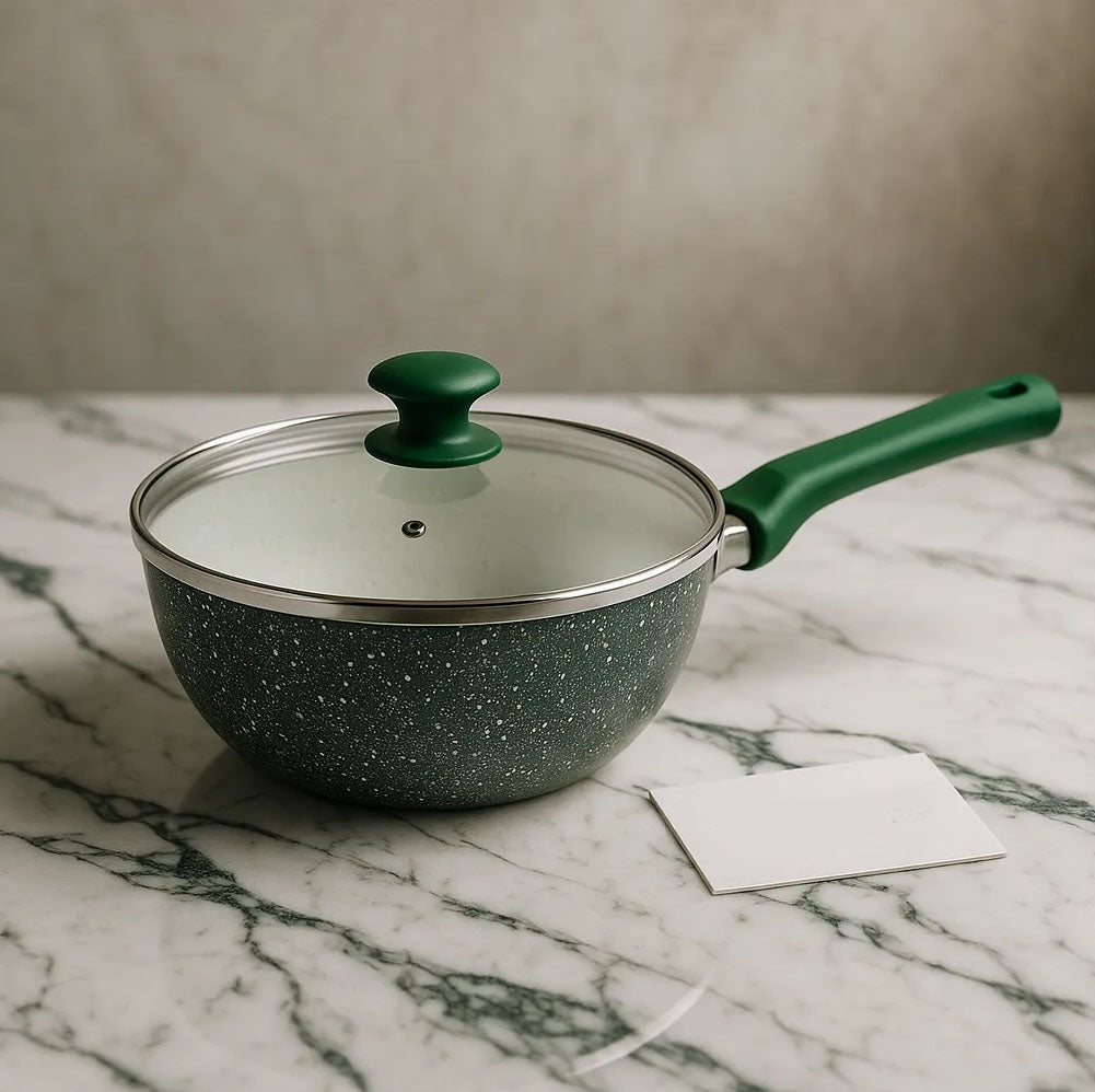 Prestige Premium Marble-Coated Deep Wok with Glass Lid – Non-Stick Heavy Gauge Cookware