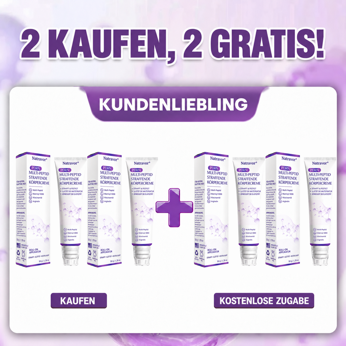 Natravor®🎗️ PDRN Multi-Peptid Massage-Roller-Creme – Anti-Aging Pflege, Feuchtigkeit, Straffung & Lifting für ein glatteres, ebenmäßigeres Hautbild