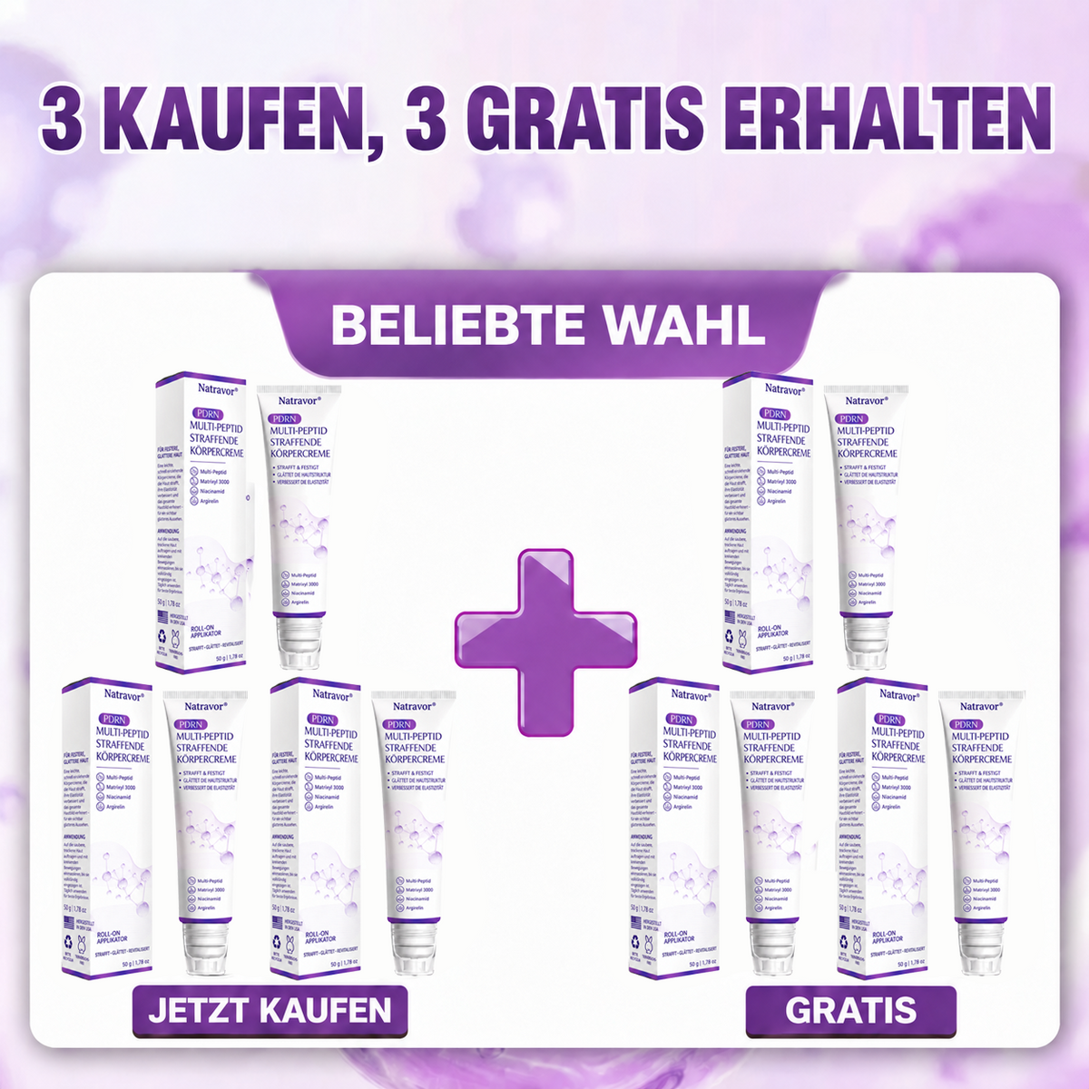 Natravor®🎗️ PDRN Multi-Peptid Massage-Roller-Creme – Anti-Aging Pflege, Feuchtigkeit, Straffung & Lifting für ein glatteres, ebenmäßigeres Hautbild