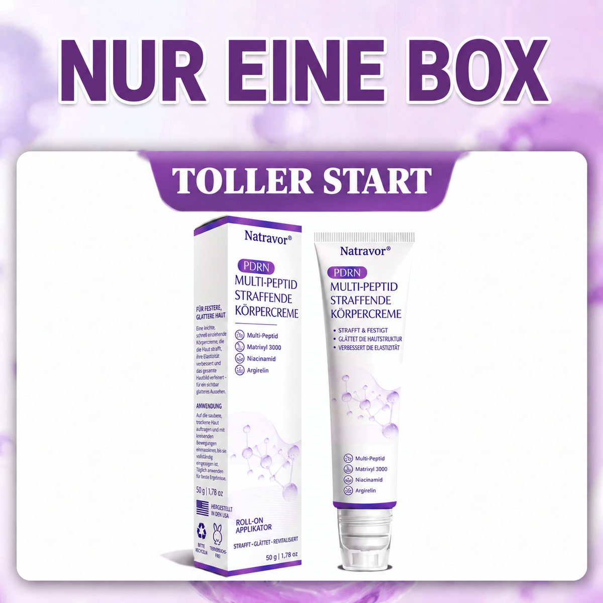 Natravor®🎗️ PDRN Multi-Peptid Massage-Roller-Creme – Anti-Aging Pflege, Feuchtigkeit, Straffung & Lifting für ein glatteres, ebenmäßigeres Hautbild