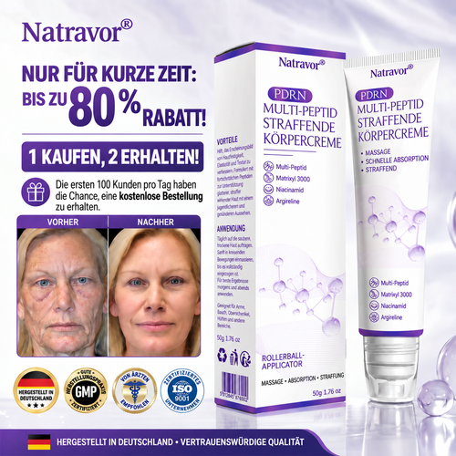 Natravor®🎗️ PDRN Multi-Peptid Massage-Roller-Creme – Anti-Aging Pflege, Feuchtigkeit, Straffung & Lifting für ein glatteres, ebenmäßigeres Hautbild