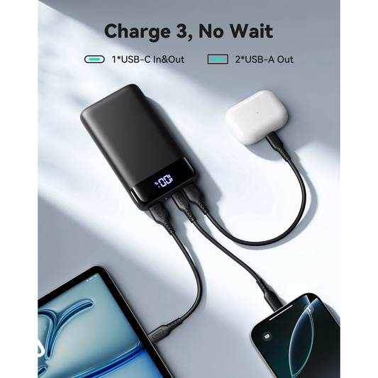 20000mAh Power Bank, 22.5W Fast Charging Portable Charger for iPhone & iPad, LED Display,Black