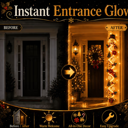 🎄MerryCascade™ Glowing Christmas Door Hanger | 6 Festive Lighted Designs with Warm Glow, Dimensional Details & Space-Saving Vertical Décor ✨