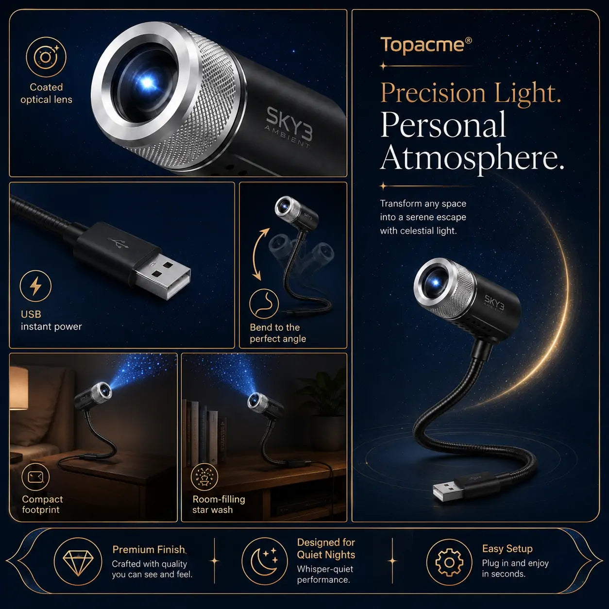 Topacme Celestial Focus USB Projector