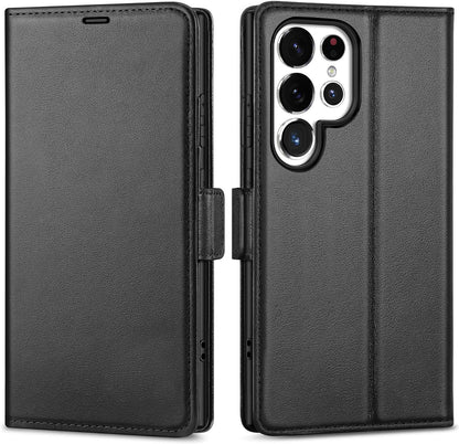 Phone case for Galaxy S24 Ultra 5G 6.8", Genuine Leather S24 Ultra Wallet Folio Case Magnetic Closure RFID Blocking Card Slot Kickstand Protective Case Compatible with Galaxy S24 Ultra 2024