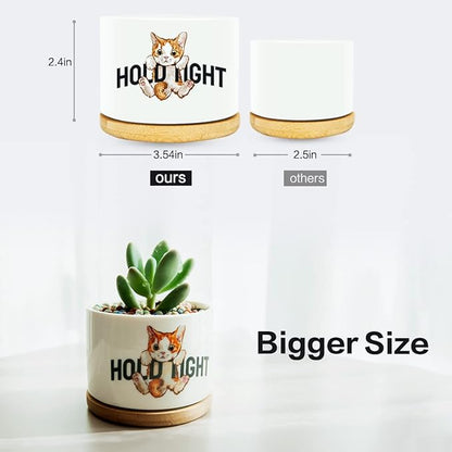 4 Pack Cute Planter Pots with Drainage Hole, Cat Plant Pots for Indoor/Outdoor Plants, Cactus and Succulents Pots Gift for Women