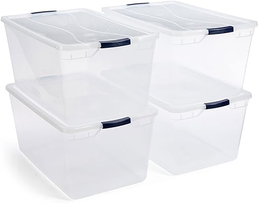 Clear Plastic Storage Bins with Lids, 95 Qt-4 Pack, 4 Count