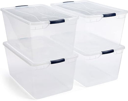 Clear Plastic Storage Bins with Lids, 95 Qt-4 Pack, 4 Count