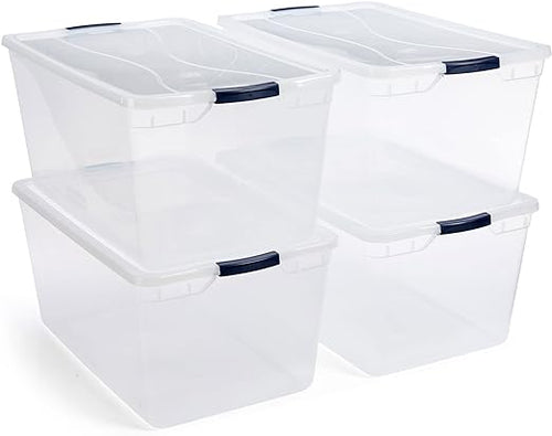 Clear Plastic Storage Bins with Lids, 95 Qt-4 Pack, 4 Count
