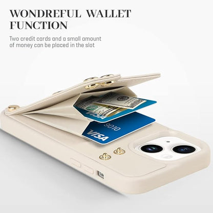 Wallet Case Compatible with iPhone 14, Case with Card Holder, RFID Blocking Leather Cover 360°Rotation Ring Kickstand Protective Bumper Designed for Apple iPhone 14 6.1'' (2022)