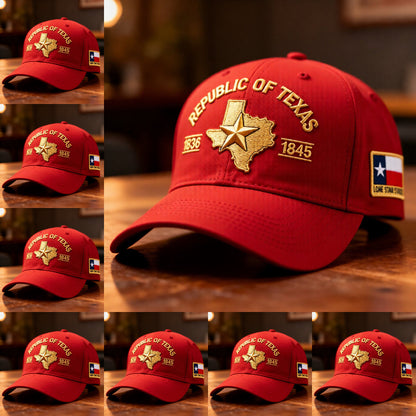 🔥 Republic of Texas Embroidered Hat – Premium Lone Star Heritage Cap