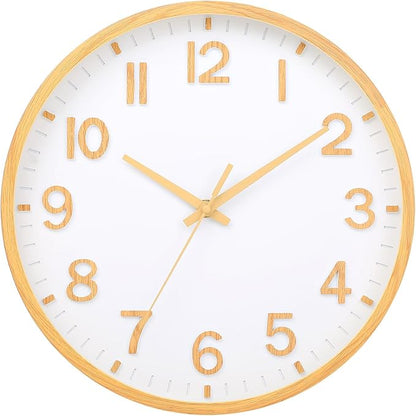 Wall Clocks Battery Operated 8 inch Modern Wall Clock,Silent Non Ticking Wall Clock for Living Room Bedroom Kitchen Office Classroom Decor (Gray White)