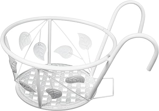 1pc Small Leaf Flower Basket Outdoor Decor Metal Fence Hanging Flower Pot Holder Railing Planter Hanger Hanging Planter Pots for Plants Flower Hanging Holder Window Leaves Iron