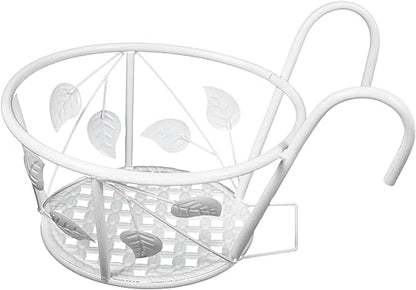 1pc Small Leaf Flower Basket Outdoor Decor Metal Fence Hanging Flower Pot Holder Railing Planter Hanger Hanging Planter Pots for Plants Flower Hanging Holder Window Leaves Iron