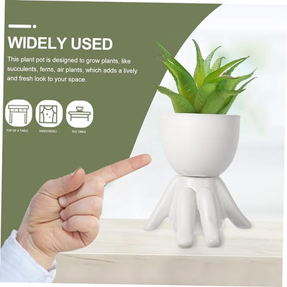Little People Flower Pot Ceramic Flower Pot Succulent Pot Small Fake Plants Succulents Pots Sculpture Head Vase Air Plants Pot Garden Ceramic Planter Pots Fun Plant Pots Indoor Bud