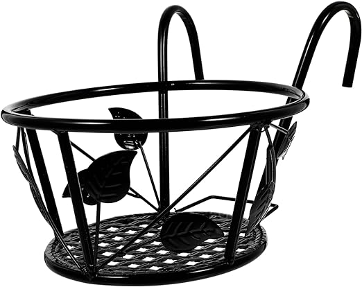 1pc Small Leaf Flower Basket Outdoor Decor Metal Fence Hanging Flower Pot Holder Railing Planter Hanger Hanging Planter Pots for Plants Flower Hanging Holder Window Leaves Iron