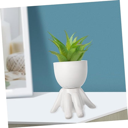 Little People Flower Pot Ceramic Flower Pot Succulent Pot Small Fake Plants Succulents Pots Sculpture Head Vase Air Plants Pot Garden Ceramic Planter Pots Fun Plant Pots Indoor Bud