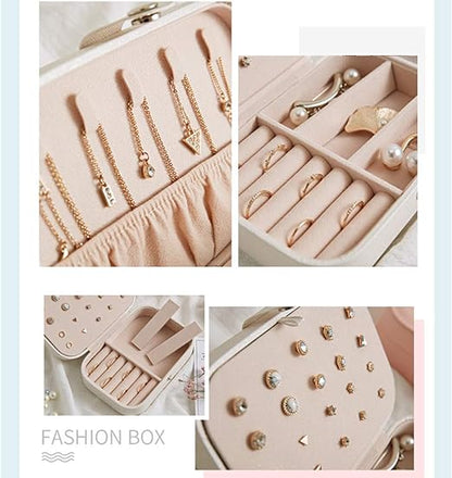 Jewellery Box Organizer, Portable Jewelry Travel Storage Organisers Case for Rings Necklace Stud Bracelets Gift Box for Women Girls