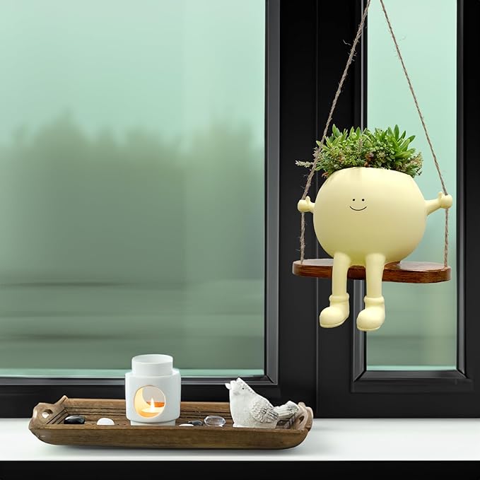 Face Plant Pot,Succulent Pots,Small Flower Pots,Gift Planter with Drainage Hole,Unique Cute Plastic Flower Pot with Face,Novelty Planter,Hanging Planters for Indoor and Outdoor (Smiles)