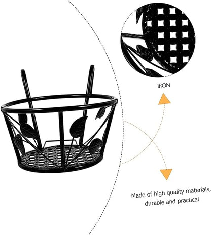 1pc Small Leaf Flower Basket Outdoor Decor Metal Fence Hanging Flower Pot Holder Railing Planter Hanger Hanging Planter Pots for Plants Flower Hanging Holder Window Leaves Iron