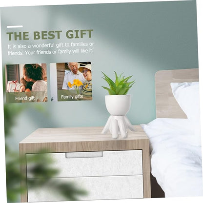 Little People Flower Pot Ceramic Flower Pot Succulent Pot Small Fake Plants Succulents Pots Sculpture Head Vase Air Plants Pot Garden Ceramic Planter Pots Fun Plant Pots Indoor Bud