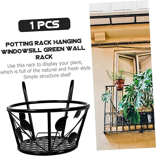 1pc Small Leaf Flower Basket Outdoor Decor Metal Fence Hanging Flower Pot Holder Railing Planter Hanger Hanging Planter Pots for Plants Flower Hanging Holder Window Leaves Iron