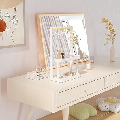 Jewelry Organizer Stand Holder, 4-Tier Cute Necklace Holder Stand Rack with 12 Hooks Place Rings Necklaces for Teen Girl Room Decor