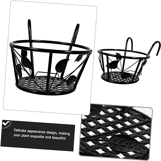 1pc Small Leaf Flower Basket Outdoor Decor Metal Fence Hanging Flower Pot Holder Railing Planter Hanger Hanging Planter Pots for Plants Flower Hanging Holder Window Leaves Iron