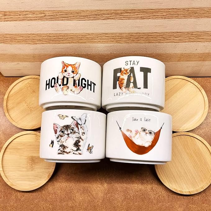 4 Pack Cute Planter Pots with Drainage Hole, Cat Plant Pots for Indoor/Outdoor Plants, Cactus and Succulents Pots Gift for Women