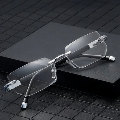 🔥 Intelligent Auto-Focus Zoom Glasses👓 - Blue Light Blocking & Anti-Eye Strain Rimless Eyewear