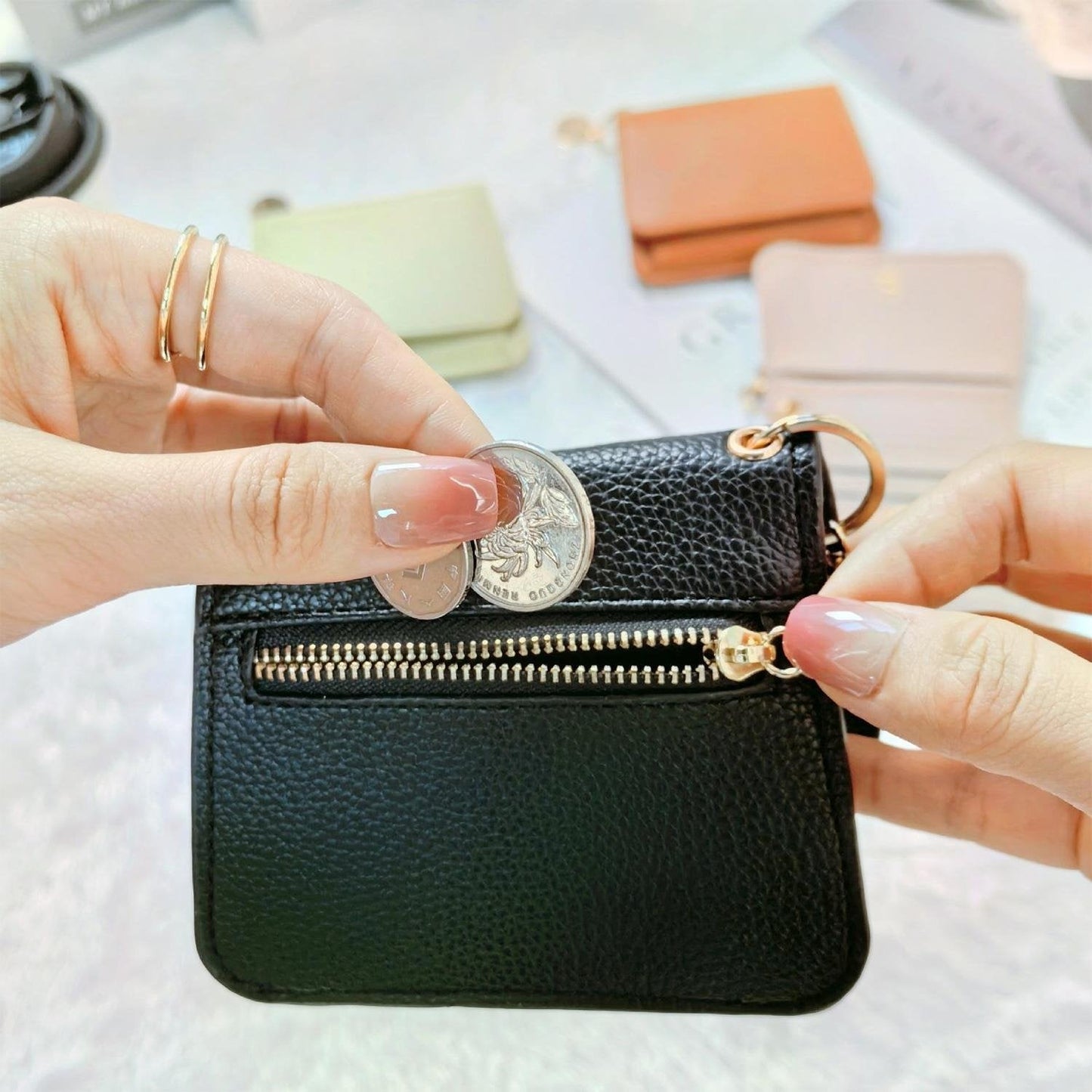 RFID Short Wallets for Women – Fashionable Card Holder with Key Ring & Coin Purse