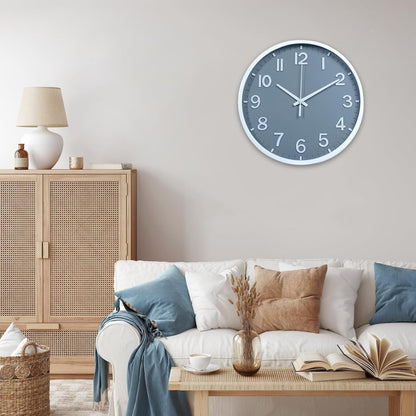 Wall Clocks Battery Operated 8 inch Modern Wall Clock,Silent Non Ticking Wall Clock for Living Room Bedroom Kitchen Office Classroom Decor (Gray White)