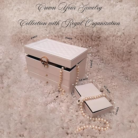 3 Layer Jewelry Organizer with Travel Jewelry Case - Jewelry Box with 2 Drawers - Large Jewelry Boxes for Women - Luxury Lockable Jewelry Holder Organizer - Gifts for Women