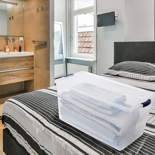 Clear Plastic Storage Bins with Lids, 95 Qt-4 Pack, 4 Count