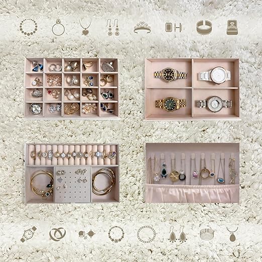 3 Layer Jewelry Organizer with Travel Jewelry Case - Jewelry Box with 2 Drawers - Large Jewelry Boxes for Women - Luxury Lockable Jewelry Holder Organizer - Gifts for Women