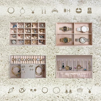 3 Layer Jewelry Organizer with Travel Jewelry Case - Jewelry Box with 2 Drawers - Large Jewelry Boxes for Women - Luxury Lockable Jewelry Holder Organizer - Gifts for Women