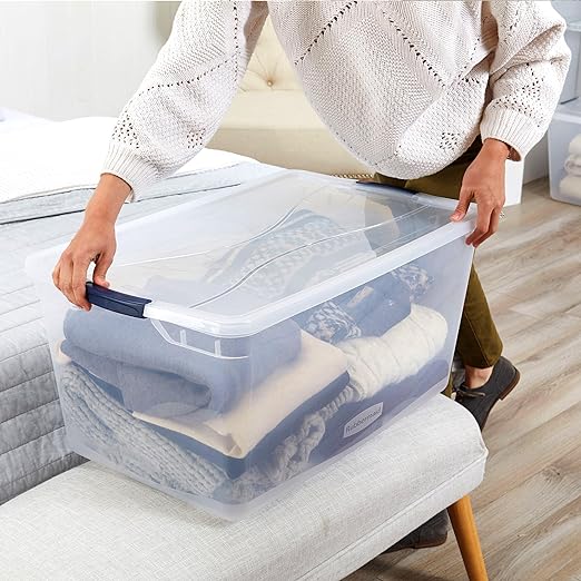 Clear Plastic Storage Bins with Lids, 95 Qt-4 Pack, 4 Count