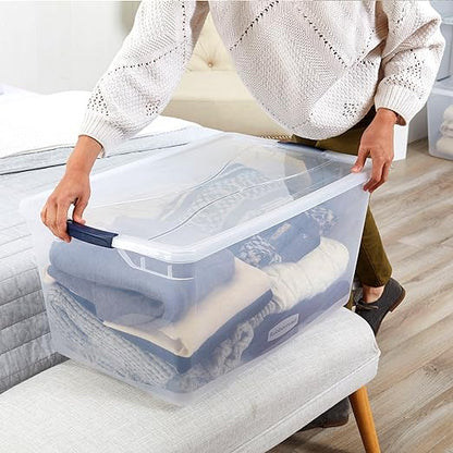 Clear Plastic Storage Bins with Lids, 95 Qt-4 Pack, 4 Count